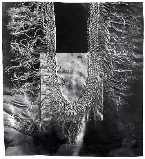 Klea McKenna, Snakes in the Garden (1), 2018
Gelatin silver print; unique photogram with impression, 39 3/4 x 36 1/2 in. (101 x 92.7 cm)
Impression of a salvaged fringe of a silk piano shawl or Manton de Manila. Spain via China and the Philippines, 1890s.
7705
$8,000