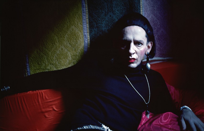 Nan Goldin, John Heys as Diana Vreeland, NYC, 1990
Vintage silver dye bleach print, 15 7/16 x 23 9/16 in. (39.2 x 59.9 cm)
Signed, titled, dated with edition 4/25 and inventory number in ink on print verso.
8604
$9,500