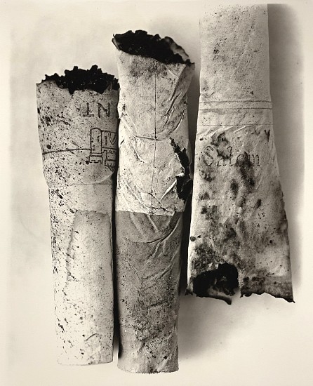 Irving Penn, Cigarette No.52, 1972
Platinum-palladium print, 24 x 20 in. (61 x 50.8 cm)
Flush-mounted to aluminum 25 13/16 x 22 in.; signed, titled, dated, editioned 9/42 and inscribed "Rives Paper on Aluminum/Multiple Coating and Printing/ 1 [in a circle] Platinum/ 2 [in a circle] Platinum-Palladium/ Print made Feb.-March 1975" and "NEG. NO. 52" and "No more than 42 original prints of this picture will ever be made. [artist initialed]" in pencil and copyright stamp with "1974" within in pencil, stamped "Hand-coated by the photographer" and stamped "Deacidified" on verso.
1827
Sold