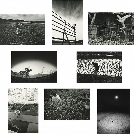 Eikoh Hosoe, Kamaitachi, 1965-68
38 early gelatin silver prints
Image sizes range from 6 5/8 x 11 3/8 in. (17 x 29 cm) to 8 1/4 x 11 3/4 in. (21 x 30 cm)
Each mounted to mat board hinged to window mats 18x22 in.
With title sheet "Kamaitachi/ an extravagantly tragic comedy" taped to 18x22in window mat and 2 layout dummy sheets made with contact prints with corresponding numbers to those on mats verso in pencil.
8587
Sold
