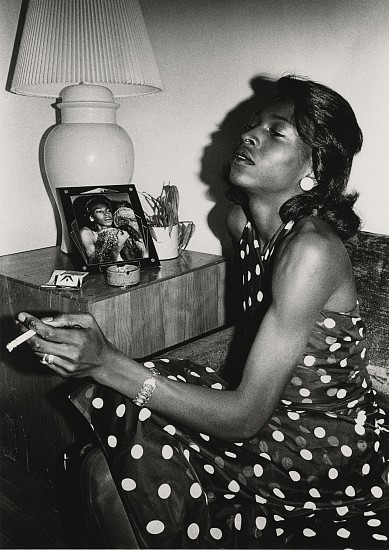 Allen Frame, Kevin in polka dotted dress, Cambridge, 1974
Vintage gelatin silver print, 9 3/4 x 6 15/16 in. (24.8 x 17.6 cm)
Paper 14 x 10 5/8 mounted to 14 1/4 x 10 5/8 mat board. Signed, titled "A friend in drag, Cambridge, MASS" and dated in ink on print recto.
8450
Sold